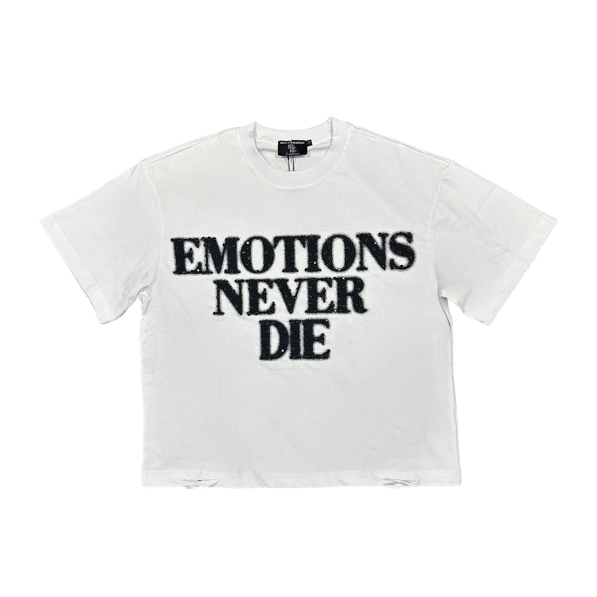 MIXED EMOTION White ‘End’ Rhinestone Tee