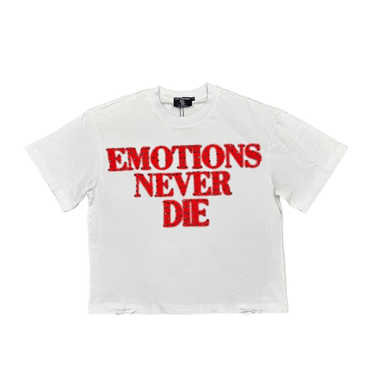 MIXED EMOTION Red ‘End’ Rhinestone Tee
