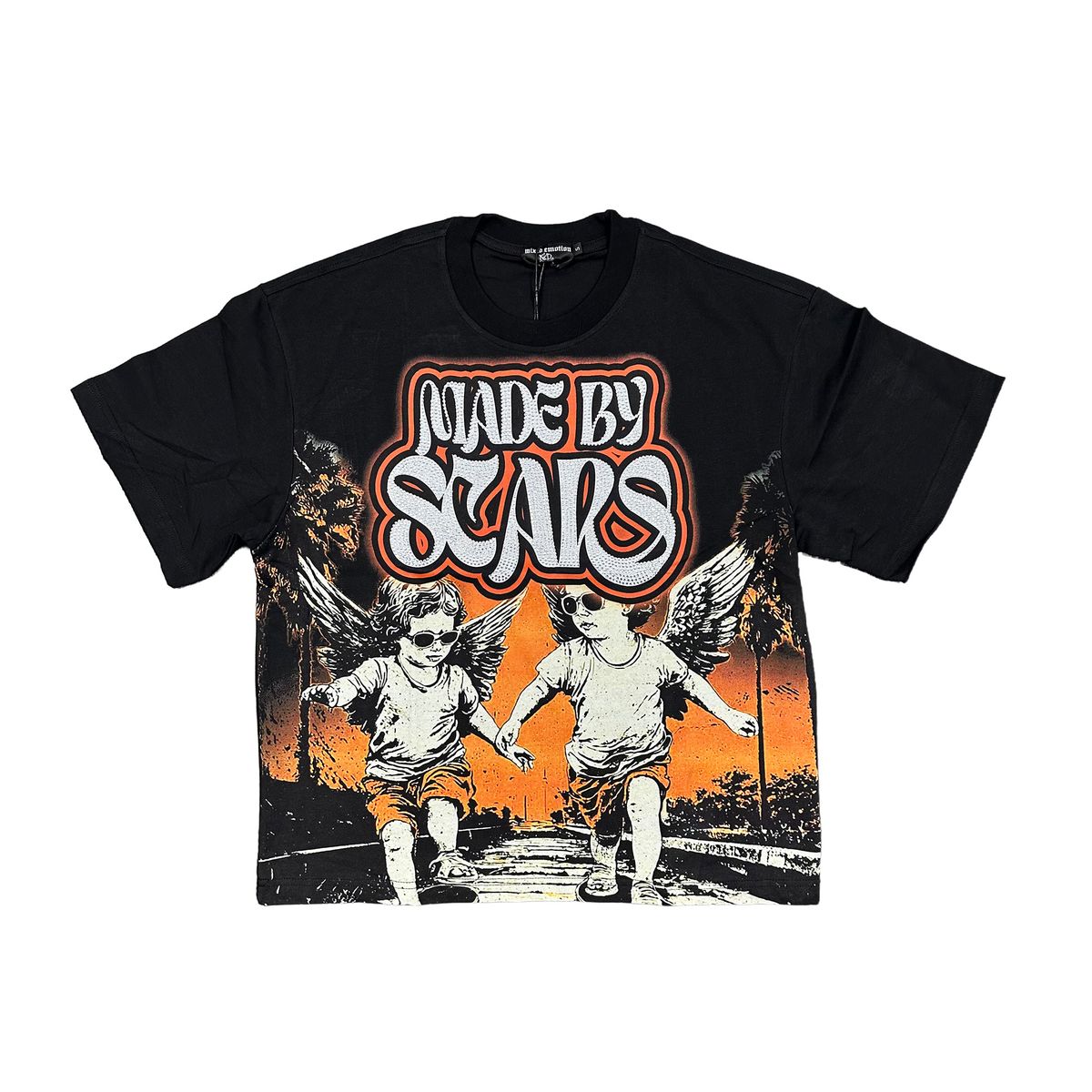 MIXED EMOTION 'Twin' Rhinestone Black Tee