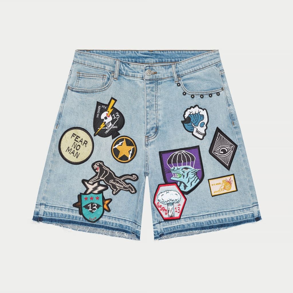 Patchwork Denim Shorts