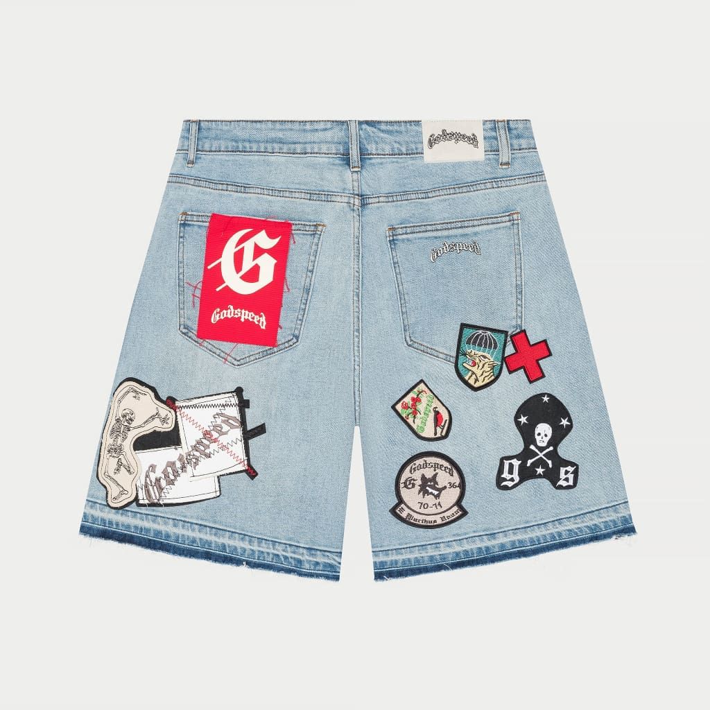 Patchwork Denim Shorts